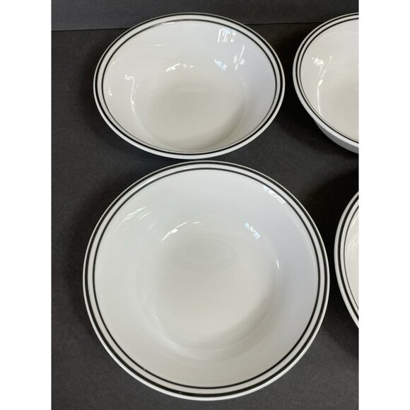 4 Corelle City Block Double Black Stripes on Rim Salad Soup Cereal Bowls 6.25" - Picture 4 of 7